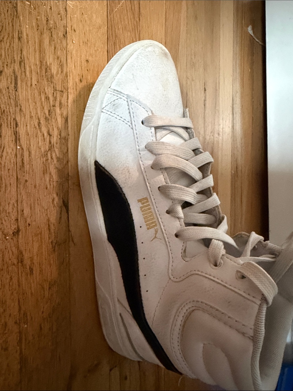 Puma White and Black Suede High-Top Sneaker